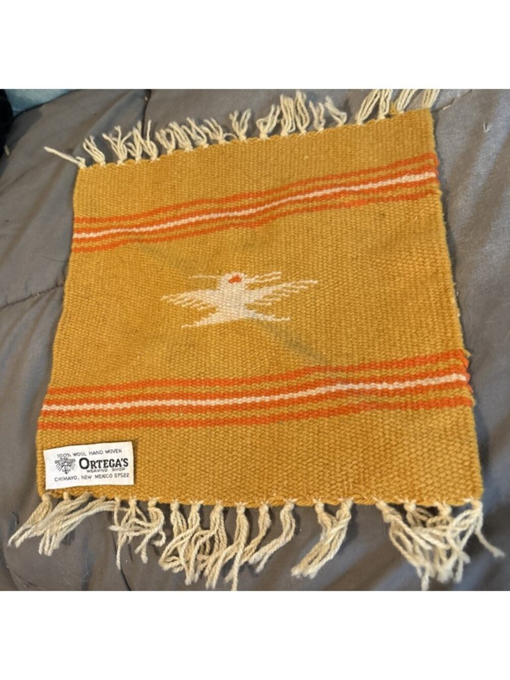 VTG Ortega's Chimayo Wool Hand Woven Southwest Table Mat Rug 100% Wool 10x12